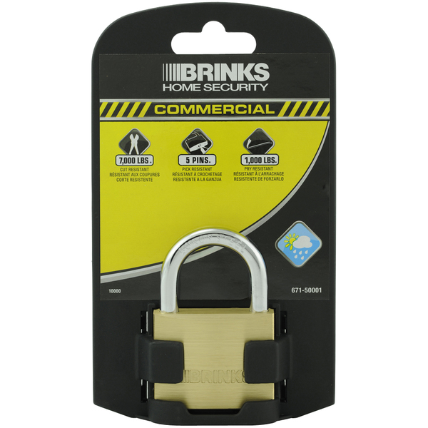 Brinks Keyed Different Padlock, Brass, 50mm, High Security 671-50001
